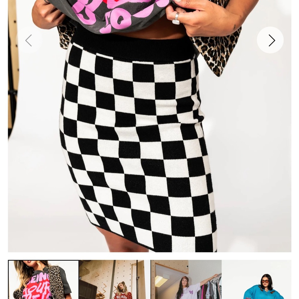 dressed in lala checkered mini skirt size large
